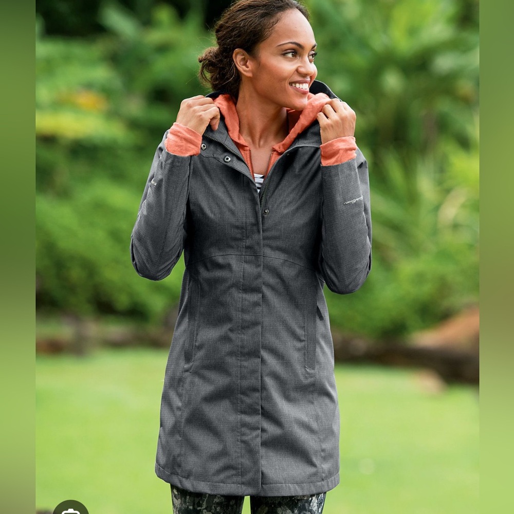 Eddie Bauer Women’s Gray Mackenzie Rain Coat WeatherEdge